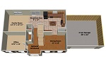 The Rappahannock with Garage 3D First Floor Plan The Rappahannock with Garage First Floor Plan